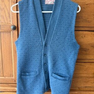 Vintage Blue Button-Up WoolVest